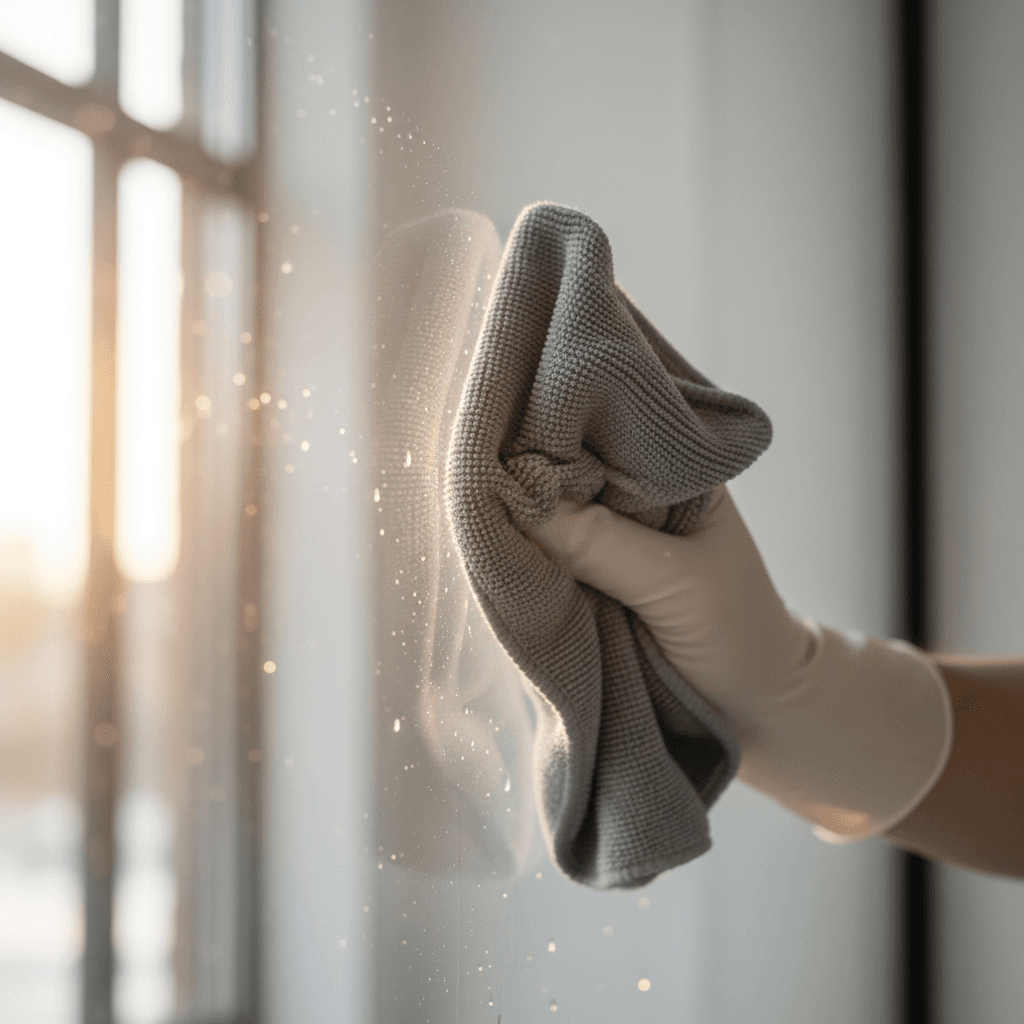 Professional cleaning technique on glass surface