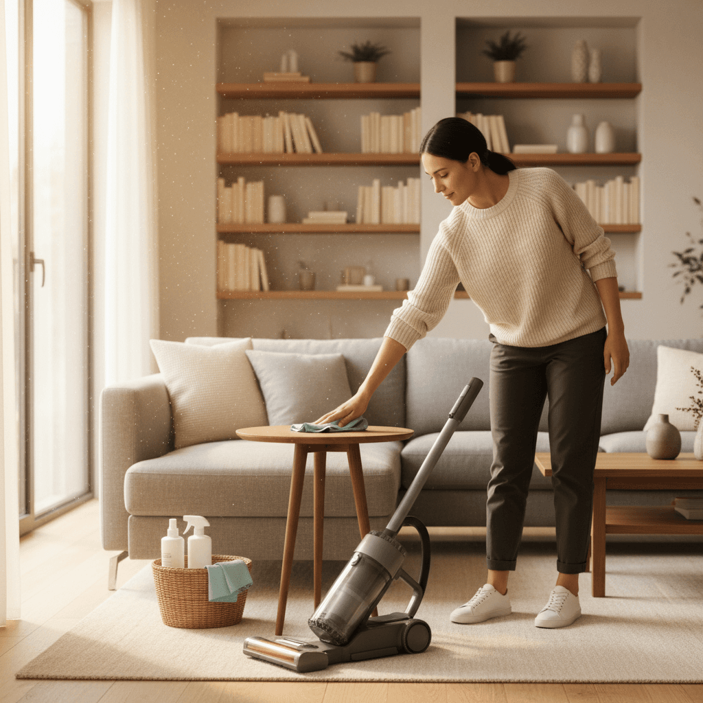 Routine cleaning service in action